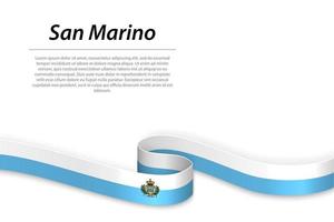 golvend lint of banier met vlag van san marino. sjabloon voor in vector