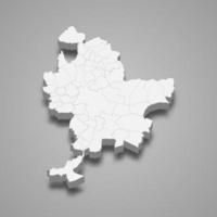 3d isometrische kaart van Lyon metropolis is een afdeling in Frankrijk vector