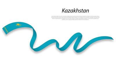 golvend lint of banier met vlag van Kazachstan . vector
