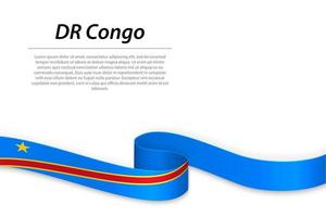 golvend lint of banier met vlag van dr Congo vector