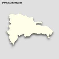 3d isometrische kaart van dominicaans republiek geïsoleerd met schaduw vector