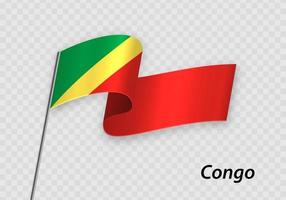 wapperende vlag van congo op vlaggenmast. sjabloon voor onafhankelijkheidsdag vector