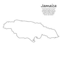 gemakkelijk schets kaart van Jamaica, silhouet in schetsen lijn stijl vector