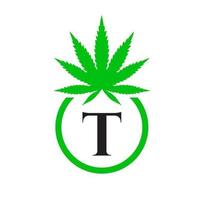 hennep logo teken concept t alfabet symbool voor therapie, medisch en Gezondheid zorg en marihuana logo. vector