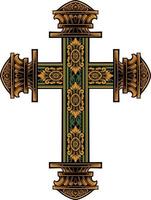 Christus kruis ontwerp met klassiek stijl gravure ornament voor elementen, bewerkbare kleur vector