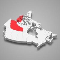 Noord West territoria regio plaats binnen Canada 3d kaart vector