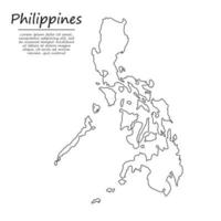 gemakkelijk schets kaart van Filippijnen, in schetsen lijn stijl vector