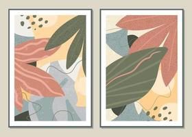 botanische set vector kunst aan de muur. abstract patroon van bloemen en takken voor collages, posters, covers, ideaal voor wanddecoratie. vector