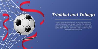 voetbal achtergrond met vliegend linten in kleuren van de vlag van Trinidad en Tobago vector