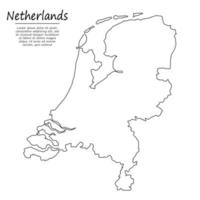 gemakkelijk schets kaart van nederland, in schetsen lijn stijl vector