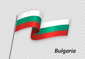 golvend vlag van bulgarije Aan vlaggenmast. sjabloon voor onafhankelijkheid dag vector