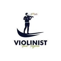 een Mens violist spelen viool, logo ontwerp vector