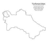 gemakkelijk schets kaart van turkmenistan, silhouet in schetsen lijn st vector