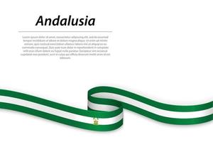 golvend lint of banier met vlag van Andalusië vector