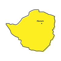 gemakkelijk schets kaart van Zimbabwe met hoofdstad plaats vector
