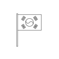 zwart schets vlag Aan van zuiden Korea. dun lijn icoon vector