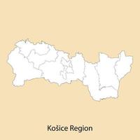 hoog kwaliteit kaart van kosice regio is een provincie van Slowakije vector