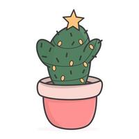 schattig tekenfilm vakantie vector illustratie met Kerstmis boom cactus