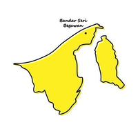 gemakkelijk schets kaart van Brunei met hoofdstad plaats vector