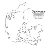 gemakkelijk schets kaart van Denemarken, in schetsen lijn stijl vector