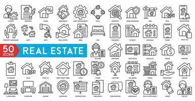 echt landgoed pictogrammen vector huis, landgoed document, huur uithangbord, verkocht, appartementen, zoeken, huis beschermen