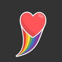hart icoon met regenboog vlag staart. lgbt ondersteuning en liefde ontwerp. lesbienne, homo, biseksueel, transgender vertegenwoordiging symbool. vector