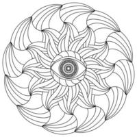 mandala met oog, meditatief geestelijk kleur bladzijde met overladen bloemblaadjes vector