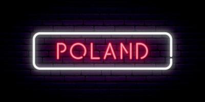 Polen neon teken. helder licht uithangbord. vector