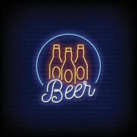 bier neonreclames stijl tekst vector