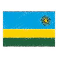 hand- getrokken schetsen vlag van rwanda. tekening stijl icoon vector