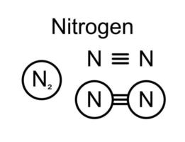 moleculair model- van stikstof n2 chemisch molecuul met een verdrievoudigen binding vector illustratie