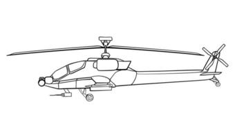 leger helikopter lijn kunst. tekening kant visie. vector illustratie geïsoleerd Aan wit achtergrond.
