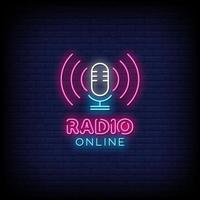 radio online neonreclames stijl tekst vector