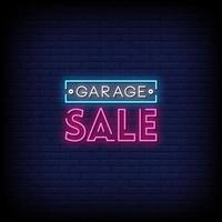 garage verkoop neonreclames stijl tekst vector