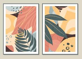 botanische set vector kunst aan de muur. abstract patroon van bloemen en takken voor collages, posters, covers, ideaal voor wanddecoratie. vector