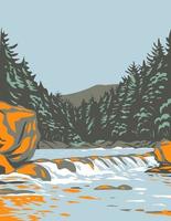 het nationale monument van Katahdin Woods and Waters in het noorden van Penobscot County, Maine inclusief deel van de East Branch Penobscot River WPA Poster Art vector