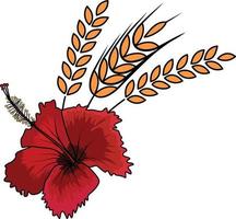 hibiscus schoen bloem met tarwe logo sjabloon vector illustratie