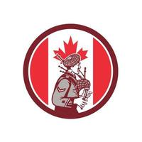 doedelzakspeler scotsman-logo met vlag van canada vector