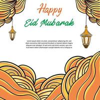 hand- tekening vrij vector sjabloon gelukkig eid mubrak Ramadan