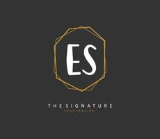 e s es eerste brief handschrift en handtekening logo. een concept handschrift eerste logo met sjabloon element. vector