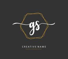 g s gs eerste brief handschrift en handtekening logo. een concept handschrift eerste logo met sjabloon element. vector