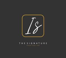 ik s is eerste brief handschrift en handtekening logo. een concept handschrift eerste logo met sjabloon element. vector