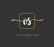 O s os eerste brief handschrift en handtekening logo. een concept handschrift eerste logo met sjabloon element. vector