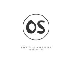 O s os eerste brief handschrift en handtekening logo. een concept handschrift eerste logo met sjabloon element. vector