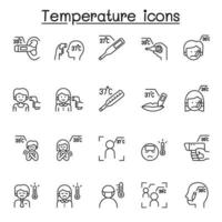 temperatuur pictogrammen instellen in dunne lijnstijl vector