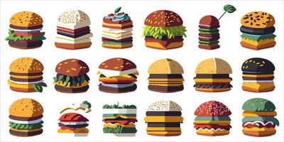 verzameling van vector grafiek van snel voedsel hamburgers