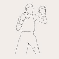 minimalistische trap boksen lijn kunst, extreem doos sport , mannen bokser atleet gemakkelijk schetsen vector