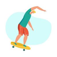 jonge man skateboarden vector