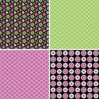 mod roze groen zwarte naadloze bloemen en geometrische vectorpatronen vector