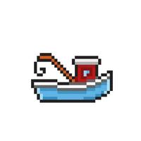 trawler boot in pixel kunst stijl vector